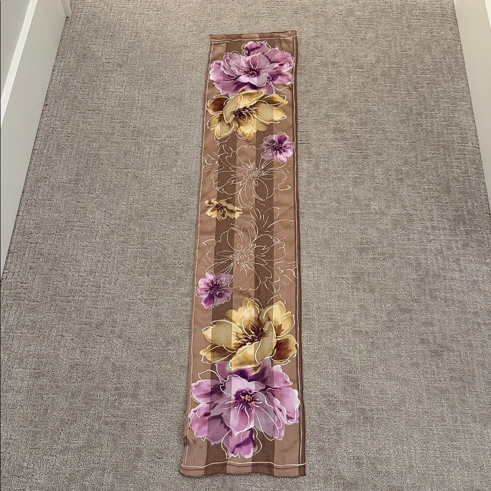 New, no tags: Jones New York bronze-brown floral silk scarf
